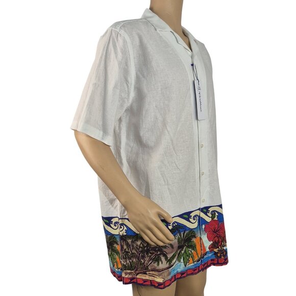 Caribbean Men' Shirt Size XL Linen Blend Short Sleeve button Up White (44) - Picture 3 of 11